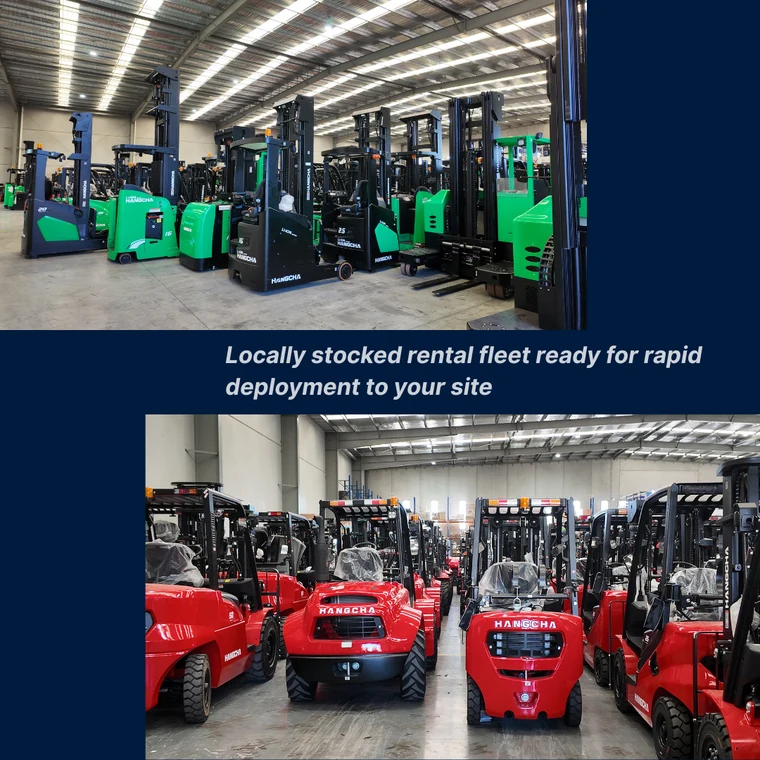 Locally stocked Hangcha rental fleet ready for rapid deployment