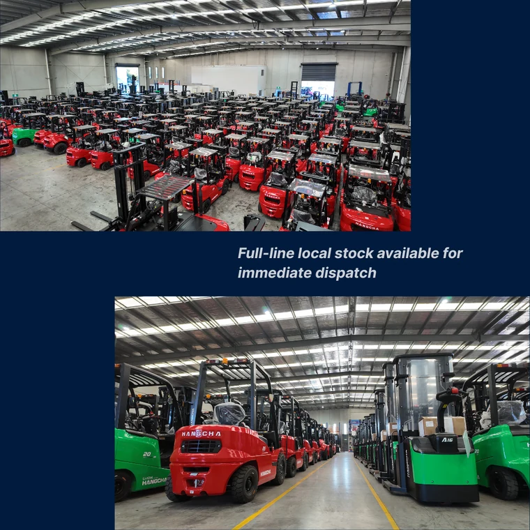 Full-line Hangcha forklift stock at KJ, available for immediate dispatch